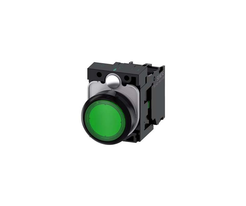 Momentary Illuminated Push Button Green 1NO 220V AC LED